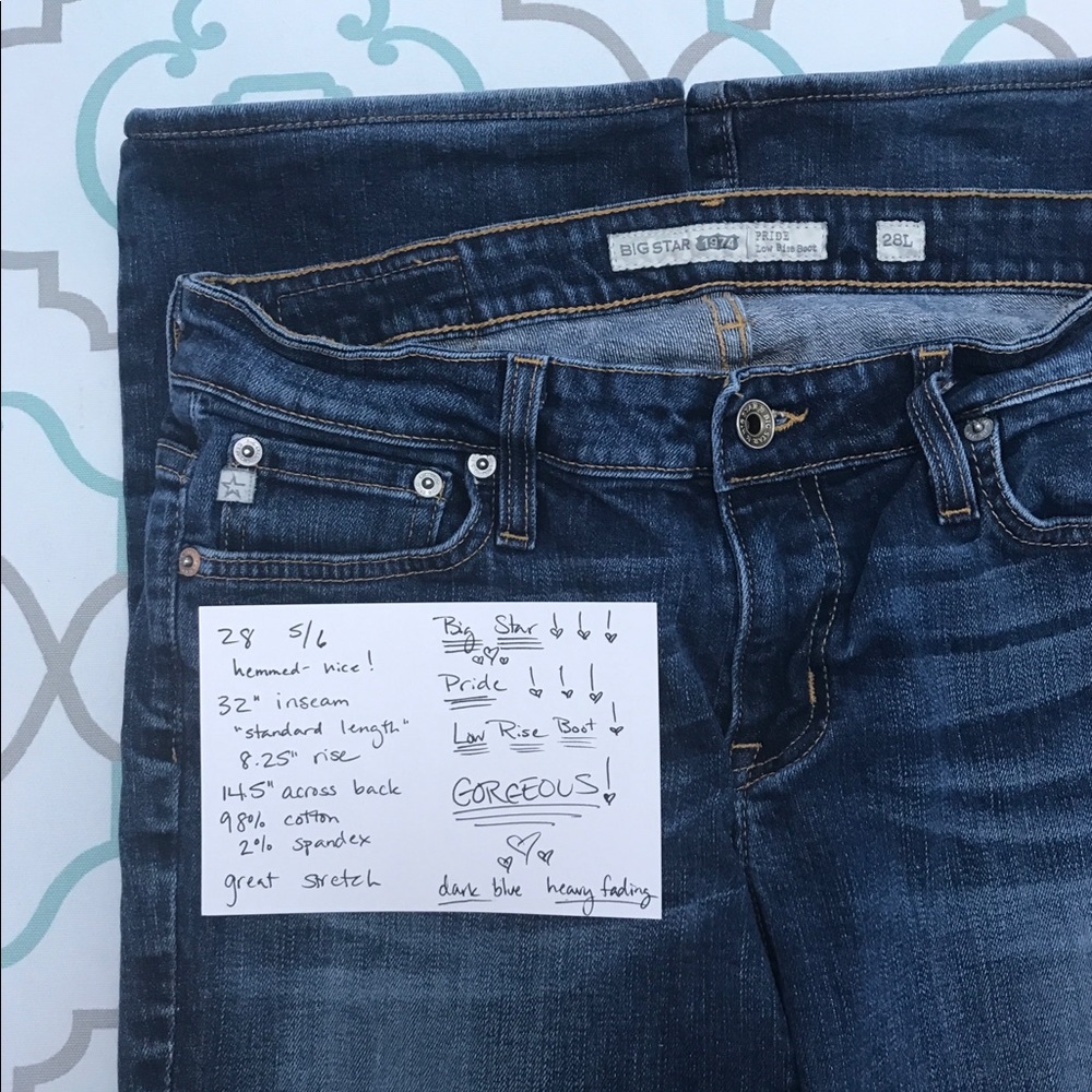 💙👖BIG STAR!! DARK WASH!!👖💙28 5/6 32” AWESOME!! - Picture 2 of 8